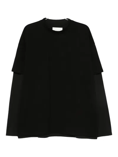 Jil Sander Layered Cotton T-shirt In Black
