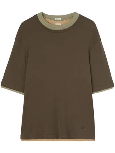 Jil Sander Layered Cotton T-shirt In Green