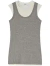 Jil Sander Fitted Sleeveless Top With Contrasting Hem Layer In Grey