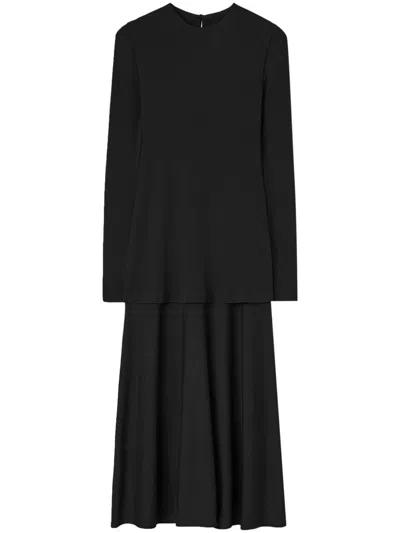 Jil Sander Round-collar Long-sleeved Dress In Black