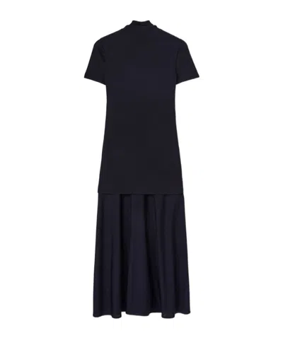 Jil Sander Layered-design Midi Dress In Black