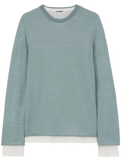 Jil Sander Layered Fine-knit Jumper In Blue
