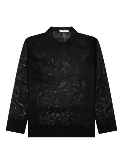 Jil Sander Layered Knit Sweater In Black