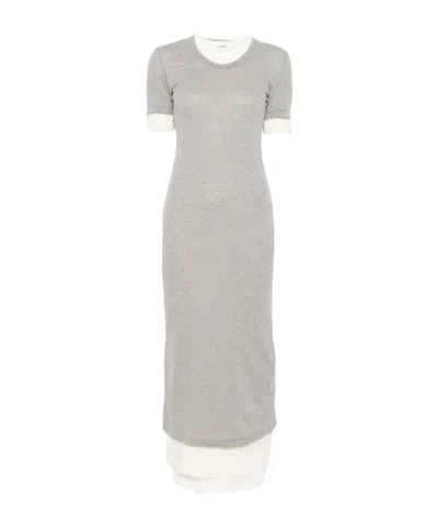 Jil Sander Layered Maxi Dress In Gray