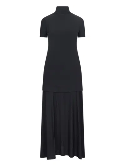 JIL SANDER LAYERED MIDI DRESS - BLACK