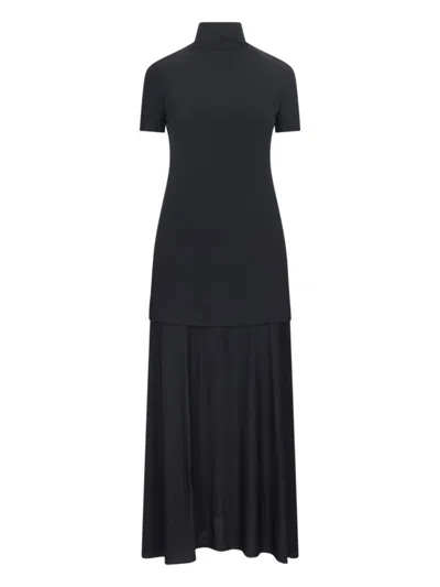 JIL SANDER JIL SANDER LAYERED MIDI DRESS – BLACK