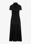 Jil Sander High-neck Viscose Midi Dress In Black