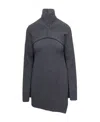 Jil Sander Grey Two-piece Sweater With High-neck In Wool Woman In Black