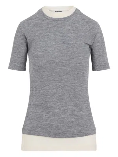 Jil Sander Layered Short-sleeved T-shirt In Gray