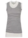 Jil Sander Fitted Sleeveless Top With Contrasting Hem Layer In Grey