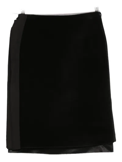 Jil Sander Layered Straight Skirt In Black