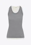 Jil Sander Fitted Sleeveless Top With Contrasting Hem Layer In Gray