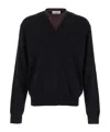 Jil Sander Black And Brown Double-neck Sweater In Wool Man In Black