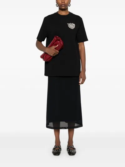 Jil Sander Leaf-appliqué T-shirt In Black