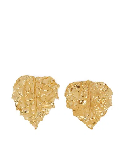 Jil Sander Leaf-shaped Pendant Earrings In 金色