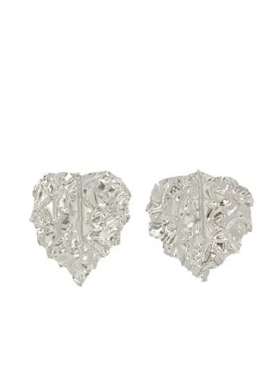 Jil Sander Leaf-shaped Pendant Earrings In Silver