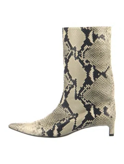 Pre-owned Jil Sander Leather Animal Print Boots In Neutrals