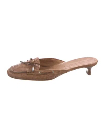 Pre-owned Jil Sander Leather Animal Print Mules In Brown