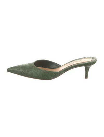 Pre-owned Jil Sander Leather Animal Print Mules In Green