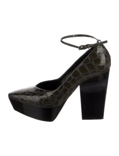 Pre-owned Jil Sander Leather Animal Print Pumps In Green