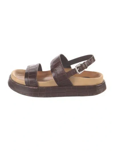 Pre-owned Jil Sander Leather Animal Print Sandals In Brown