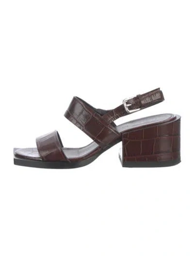 Pre-owned Jil Sander Leather Animal Print Sandals In Brown