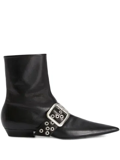 Jil Sander Leather Ankle Boots In Black