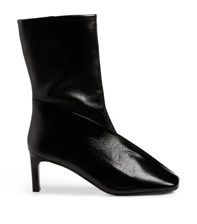 Jil Sander Square-toe Ankle Boots In Schwarz