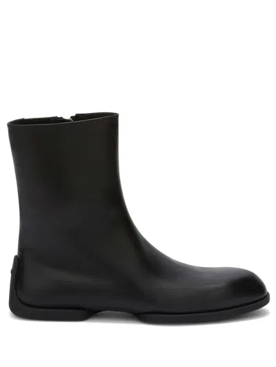 Jil Sander Leather Ankle Boots In Black