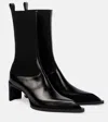 Jil Sander Stretch-knit And Leather Ankle Boots In Black