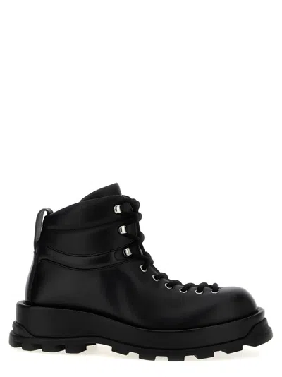 Jil Sander Leather Ankle Boots In Black