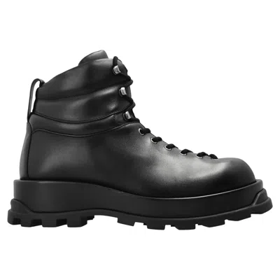 Jil Sander Leather Ankle Boots In Black