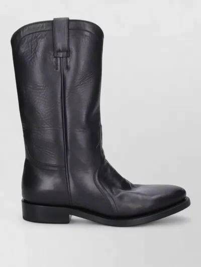 Jil Sander Mid-calf Black Calf Leather Slip-on Boots In Animal Print