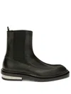 Jil Sander Leather Ankle Boots In Black