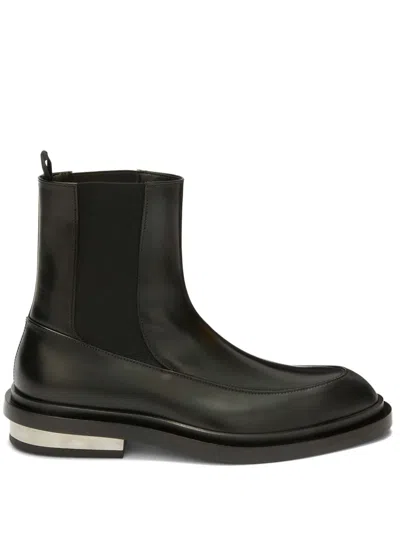 Jil Sander Leather Ankle Boots In Black
