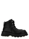 Jil Sander Lace-up Leather Ankle Boots In Black