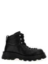 Jil Sander Lace-up Leather Ankle Boots In Black
