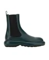 Jil Sander Bottle Green Leather Chelsea Ankle Boots In Black