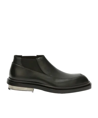 Jil Sander Leather Ankle Boots In Black