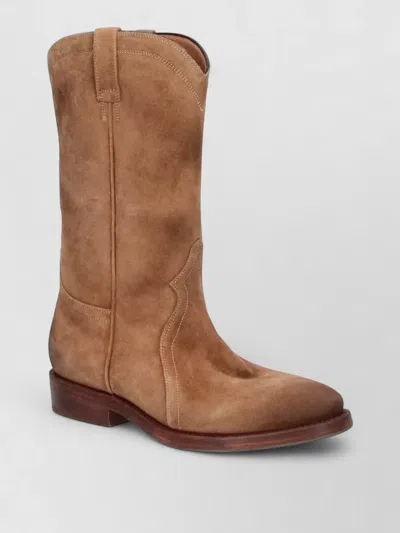 Jil Sander Aged-effect Round-toe Boots In Multi