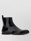 Jil Sander Leather Ankle Boots Flat Sole Pull Tab In Black
