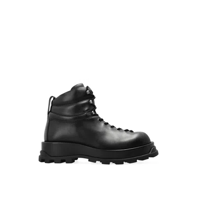 Jil Sander Leather Ankle Boots Men In Black