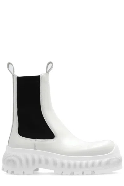 Jil Sander Leather Ankle Boots In White