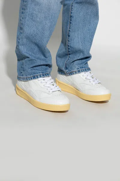 Jil Sander Minimalist Low-top Sneakers With Perforated Leather Design In White