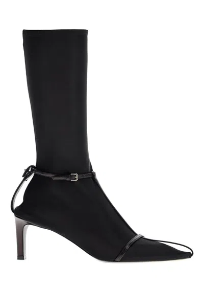 JIL SANDER JIL SANDER LEATHER ANKLE BOOTS WITH BUCKLE STRAPS