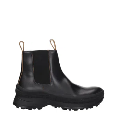 JIL SANDER LEATHER ANKLE MEN'S BOOTS