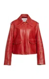 Jil Sander Leather Aviator Jacket In Red