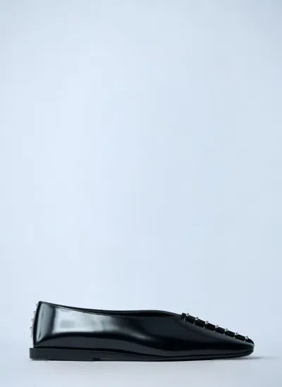 Jil Sander Leather Ballerina Flats In Black