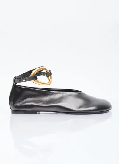 Jil Sander Leather Ballerina Flats In Black