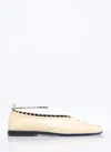 Jil Sander Square Toe Stitch Detail Ballerina Shoes In Cream